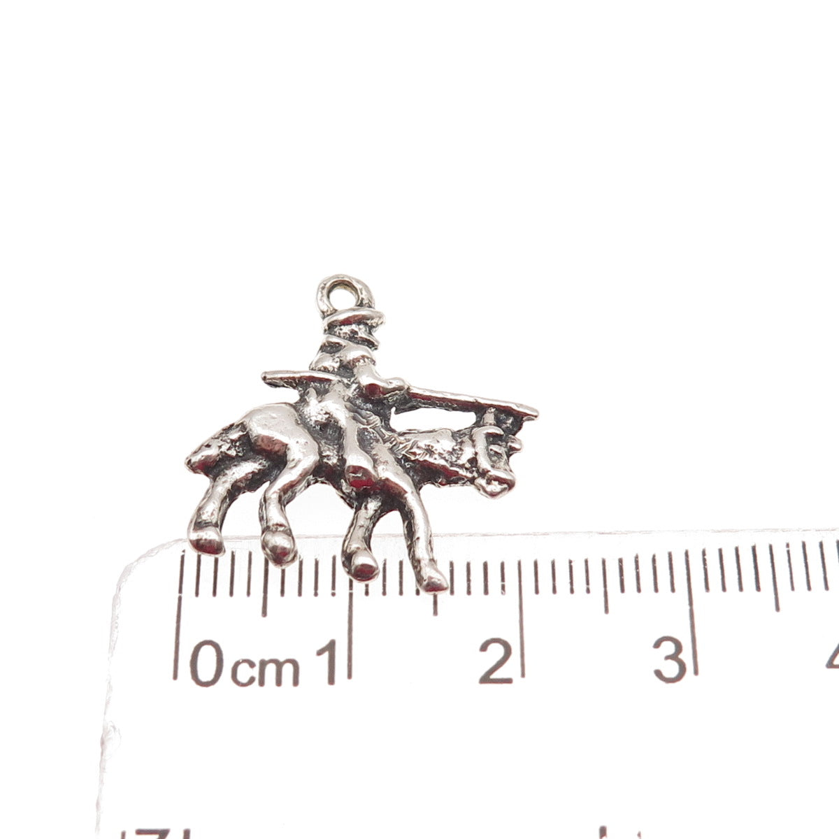 925 Sterling Silver Vintage Cowboy on Horse Oxidized Mini Charm Pendant