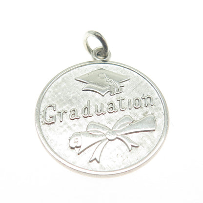 WELLS 925 Sterling Silver Vintage Graduation Round Charm Pendant