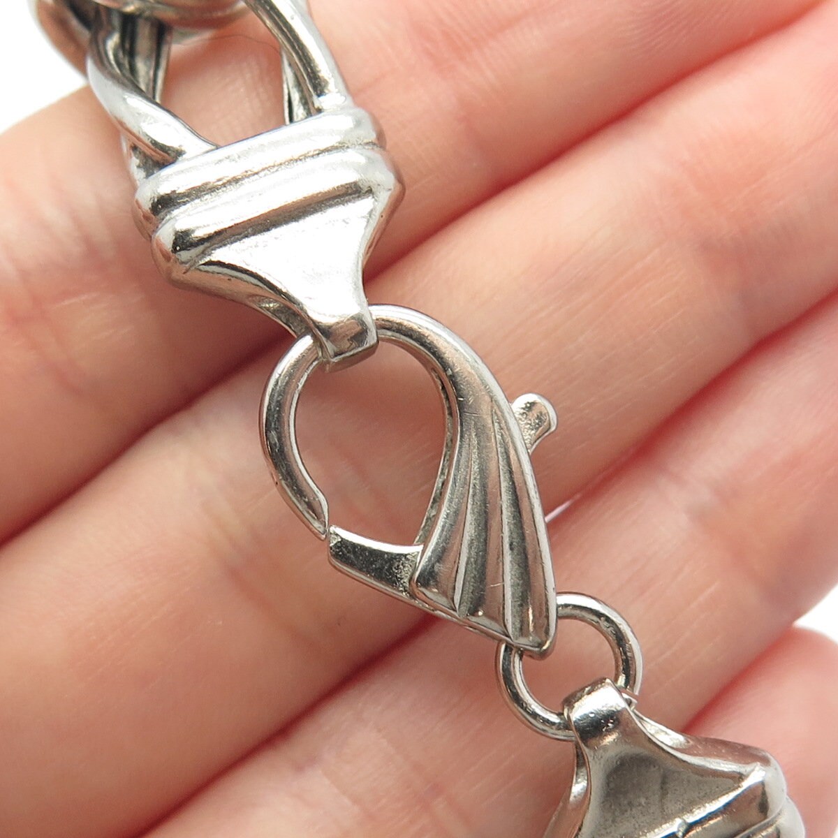 925 Sterling Silver Vintage Double Cable Link Bracelet 6.5"