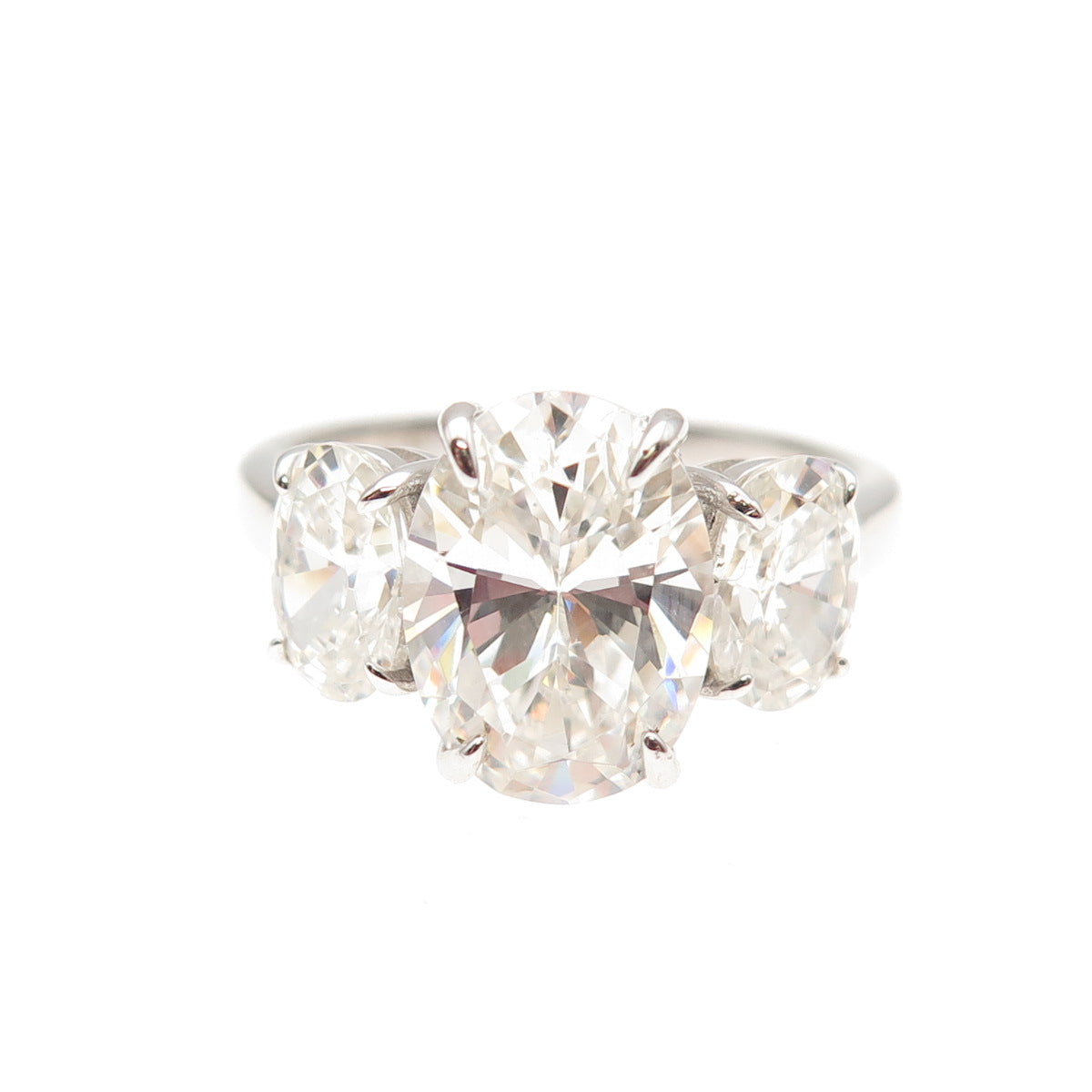 DSMK 925 Sterling Silver Oval-Cut C Z Engagement Ring Size 7.25
