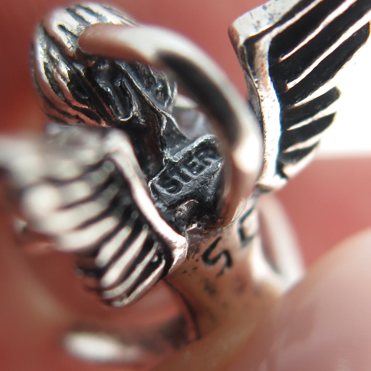 925 Sterling Silver Vintage SC Southwestern Clear Crystal Praying Angel Pendant