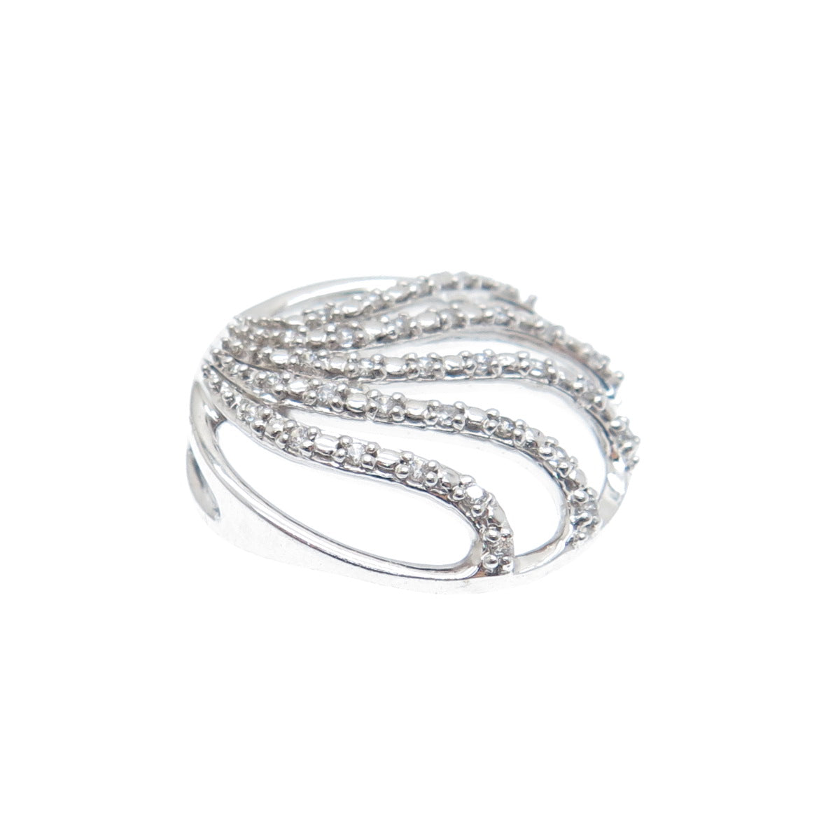 925 Sterling Silver Round-Cut C Z Wavy Slide Pendant