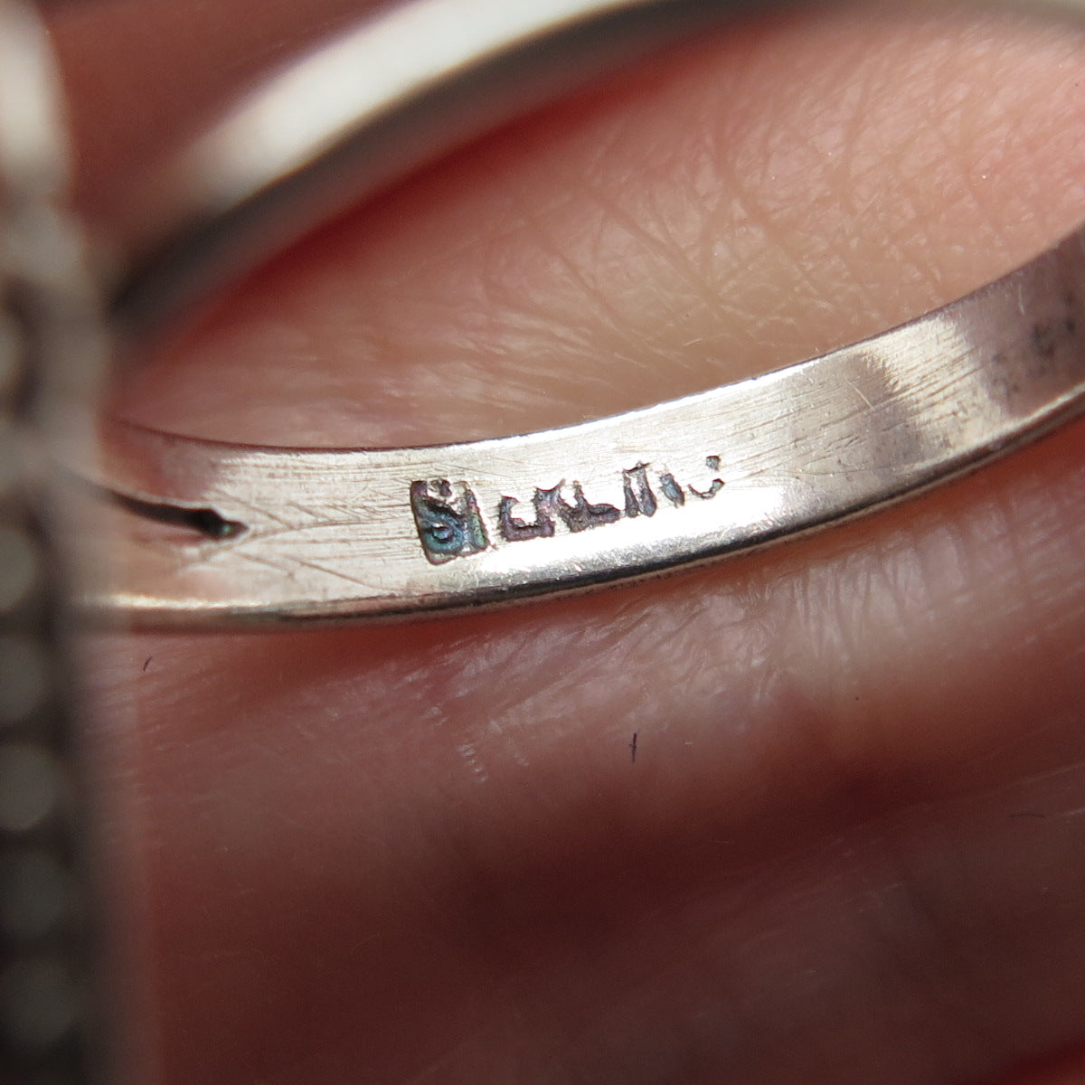 925 Sterling Silver Vintage Southwestern Turquoise Inlay Oxidized Ring Size 5.5