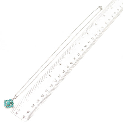 925 Sterling Silver Real Turquoise & White Topaz Cable Chain Necklace 18"