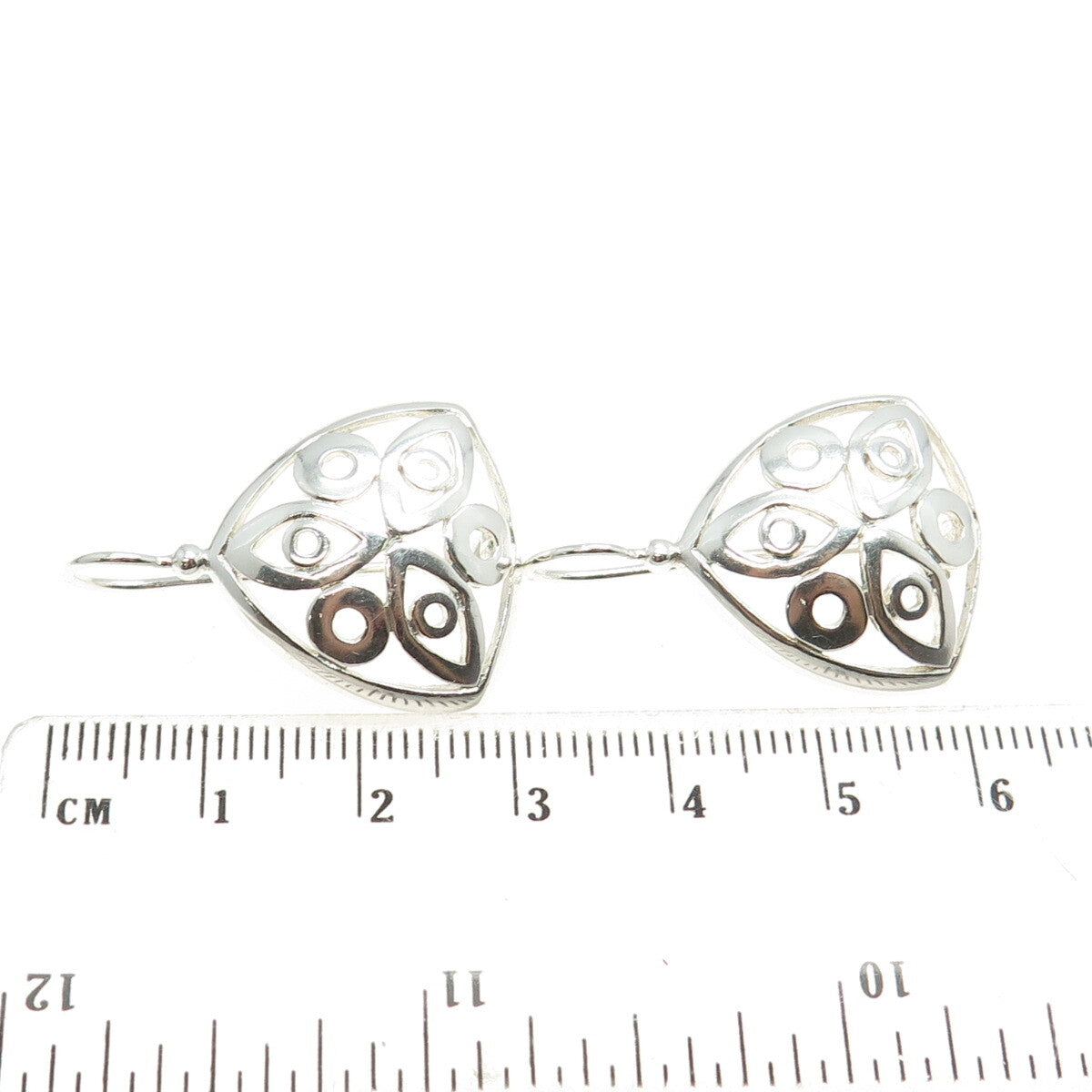 925 Sterling Silver Vintage Modernist Floral Earrings