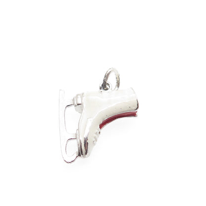 WELLS Sterling Silver Vintage Enamel Ice Skating Shoe Minimalist Charm Pendant