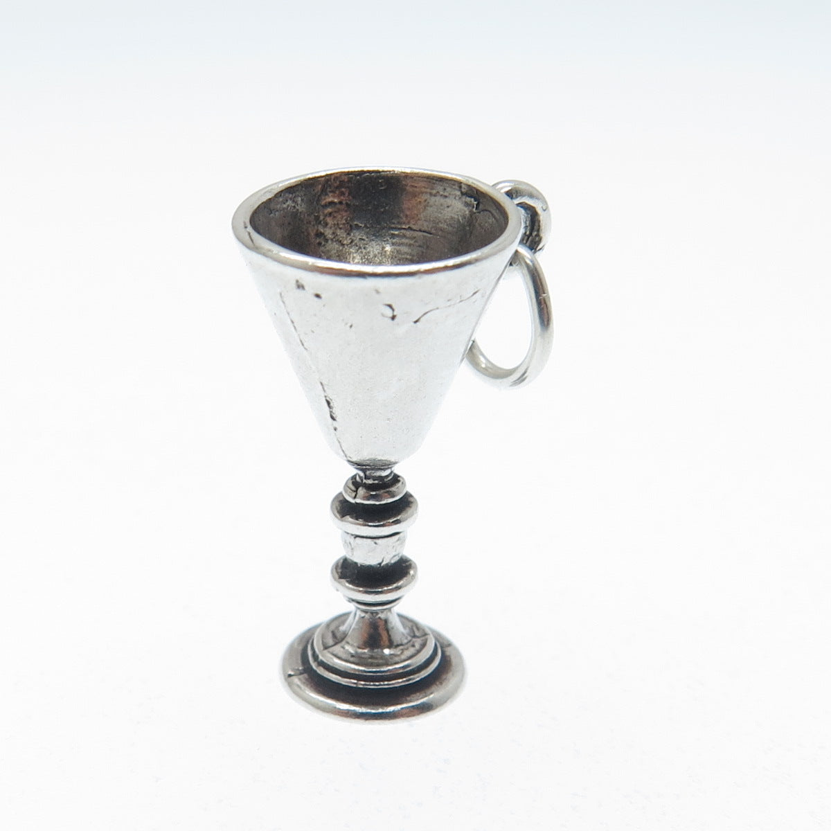 SUNWEST 925 Sterling Silver Vintage Wine Goblet Oxidized Mini 3D Charm Pendant