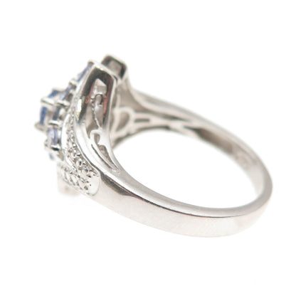 Chuck Clemency 925 Sterling Silver Real Round-Cut Tanzanite Ring Size 7