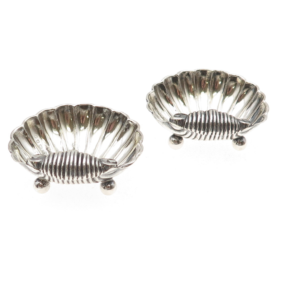 Henry Matthews Sterling Antique 1897 Birmingham SET of 2 Seashell Caviar Dishes