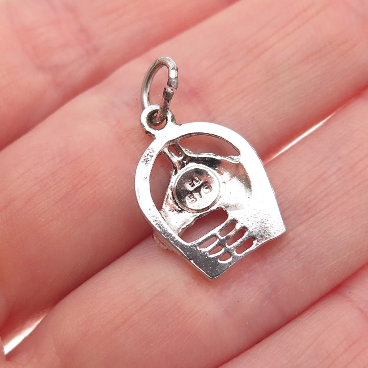 925 Sterling Silver Vintage Horse & Horseshoe Oxidized Mini Charm Pendant