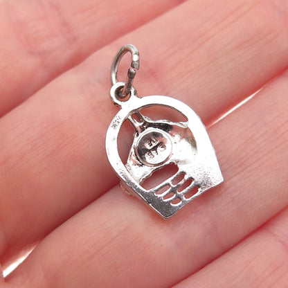 925 Sterling Silver Vintage Horse & Horseshoe Oxidized Mini Charm Pendant