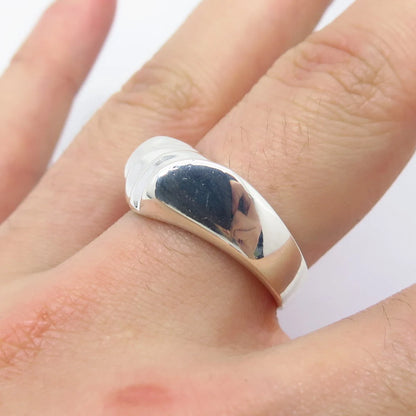 925 Sterling Silver Vintage Mexico Ribbed Ring Size 9