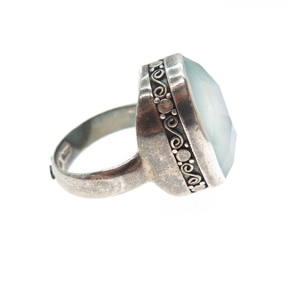 JGD JANICE GIRARDI 925 Sterling Silver Vintage Real Doubled MOP Ring Size 6.75