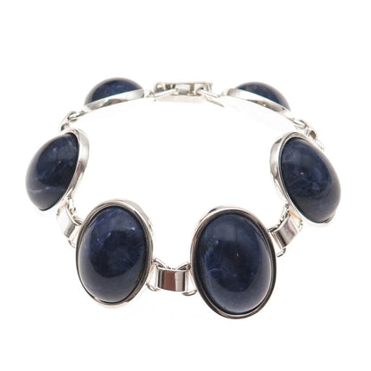 Lutz & Weiss 925 Sterling Silver Vintage West Germany Real Sodalite Bracelet 7"