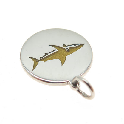 TOKEMOTI 925 Sterling Silver Yellow Enamel Shark Minimalist Charm Pendant