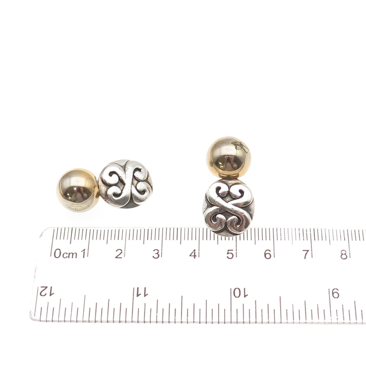 Vaubel 925 Sterling Silver 2-Tone Vintage 1999 Modernist Floral Dangle Earrings