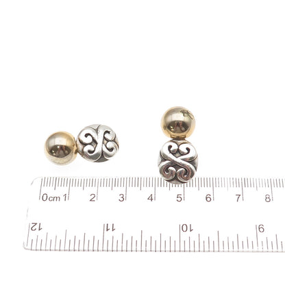 Vaubel 925 Sterling Silver 2-Tone Vintage 1999 Modernist Floral Dangle Earrings
