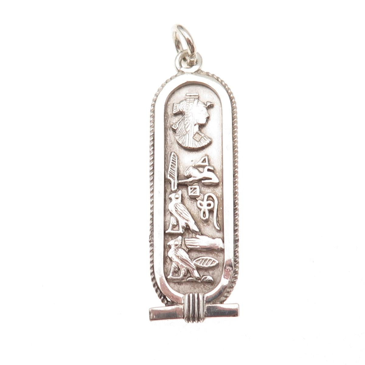 800 Silver Vintage Egyptian Cartouche Oxidized Pendant