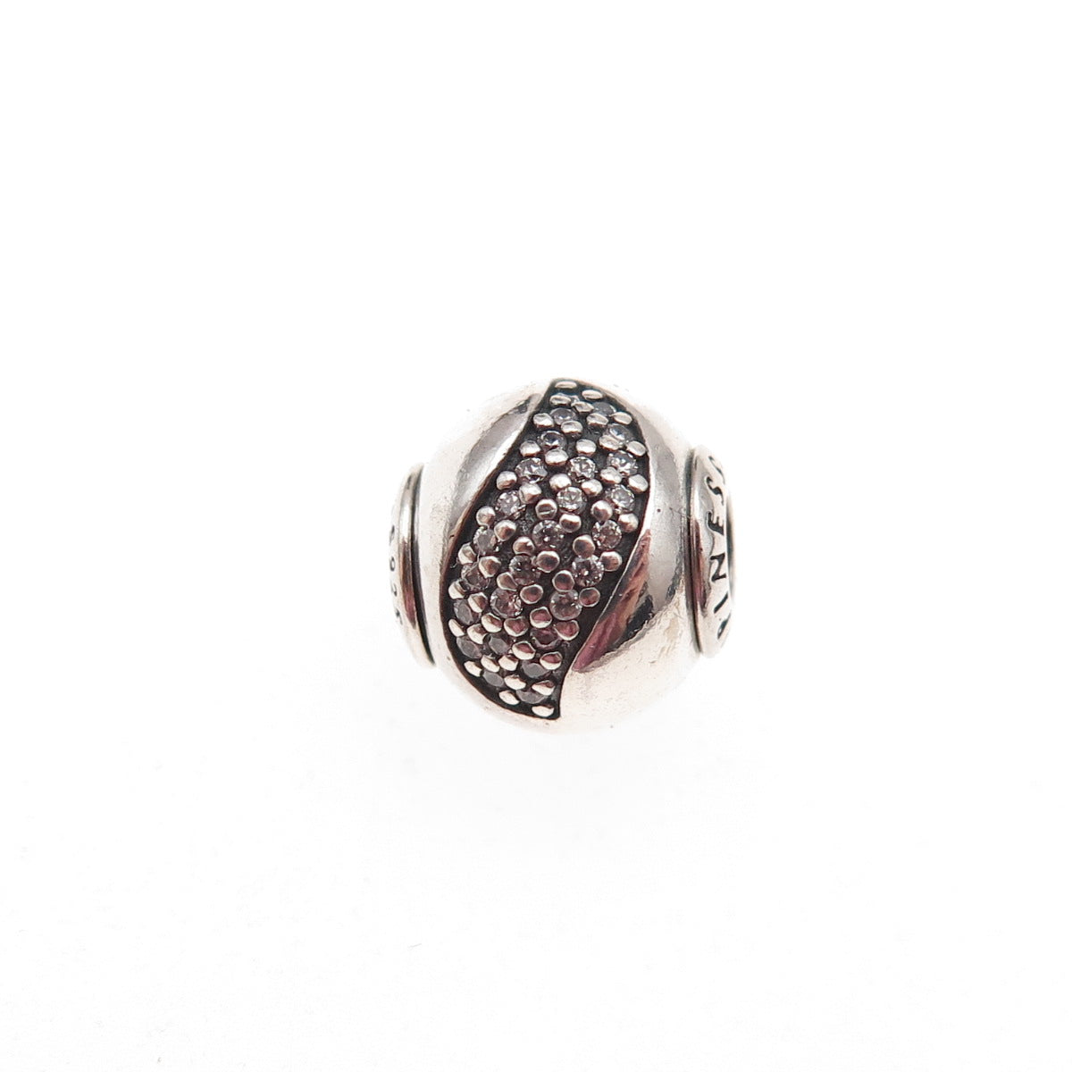 Pandora 925 Sterling Silver C Z Essence Happiness Slide Bead Charm
