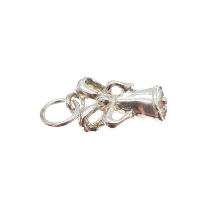 WALDECK 925 Sterling Silver Vintage Bow Bell Minimalist Charm Pendant