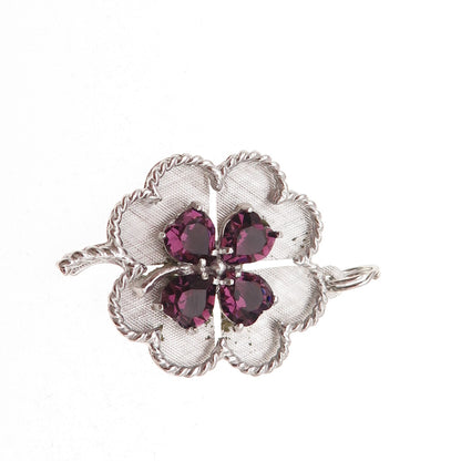 Mark Mercy 925 Sterling Silver Vintage Rhinestone Clover Good Luck Charm Pendant