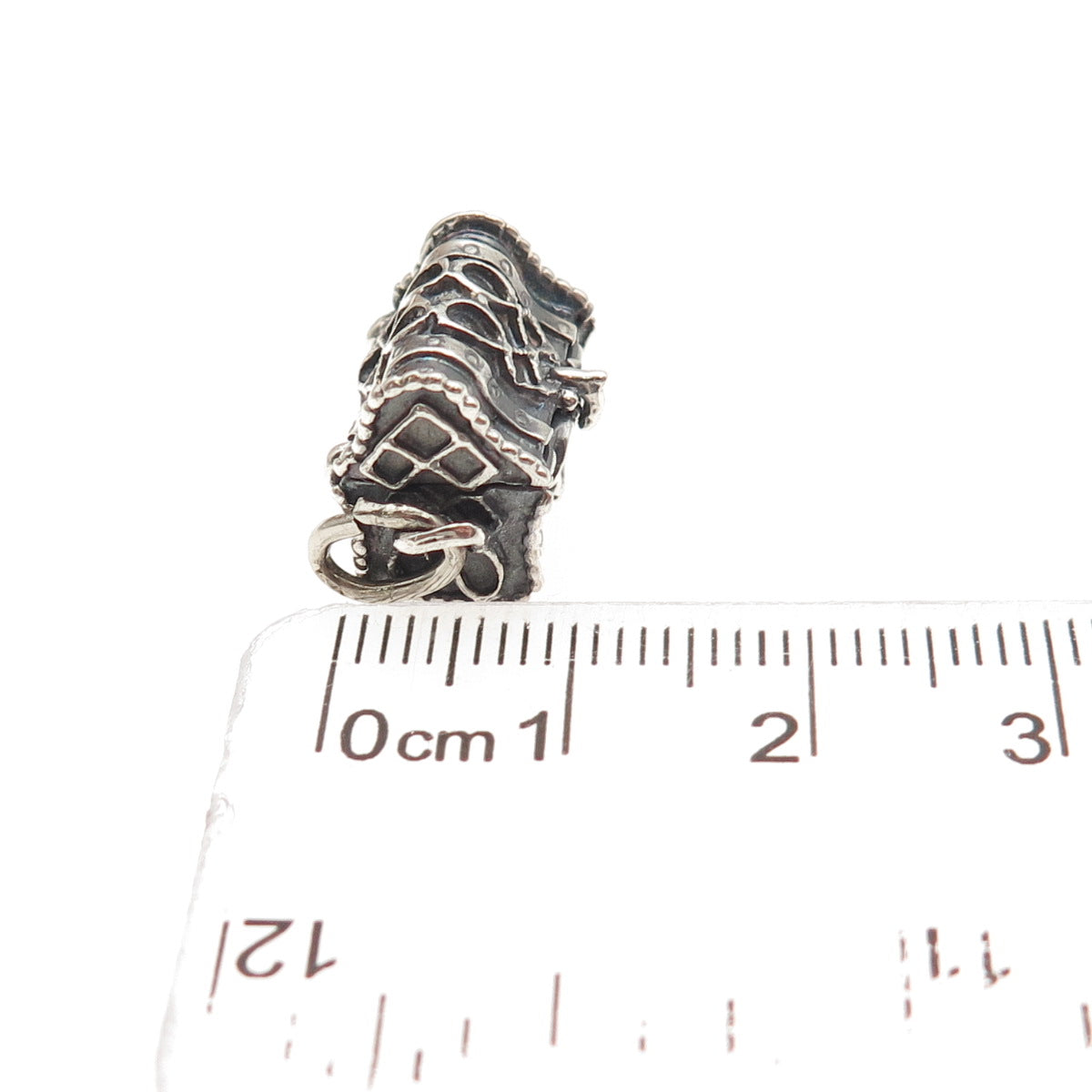 Beau 925 Sterling Silver Vintage Treasure Chest 3D Mini Box Charm Pendant