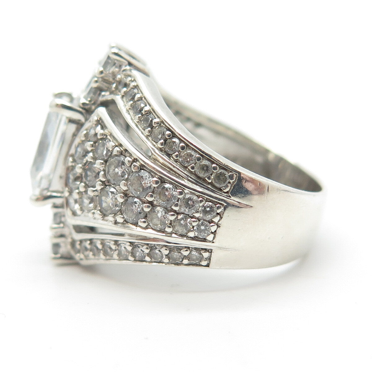 925 Sterling Silver Pave C Z Ring Size 6.25