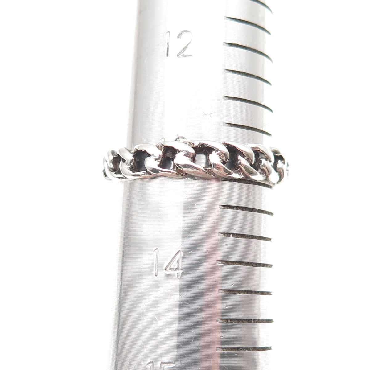 925 Sterling Silver Vintage Curb Link Oxidized Band Ring Size 13.25