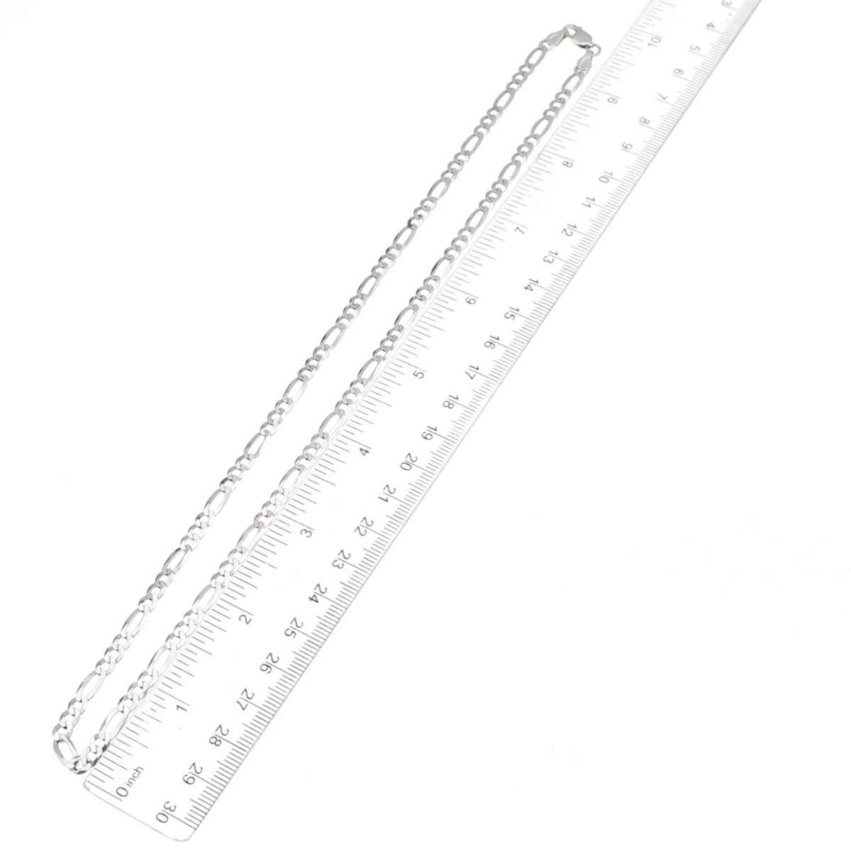 925 Sterling Silver Italy Figaro Chain Necklace 20"