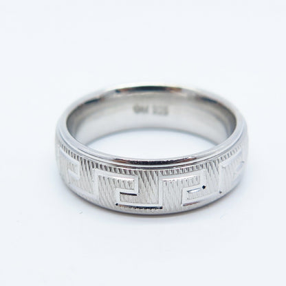 925 Sterling Silver Greek Maze Band Ring Size 5.75