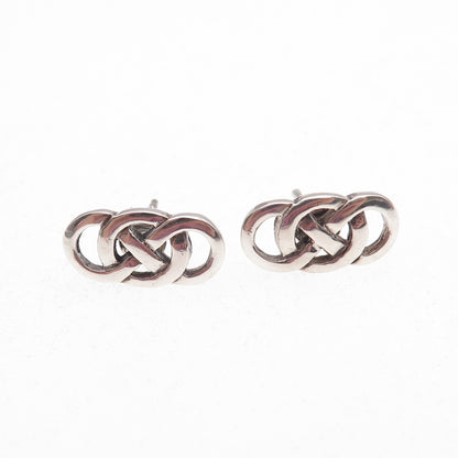 925 Sterling Silver Vintage Celtic Infinity Knot Oxidized Earrings
