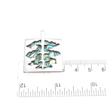 Oak Park Jewelers 925 Sterling Silver Vintage Real Abalone Shell Tree Pendant
