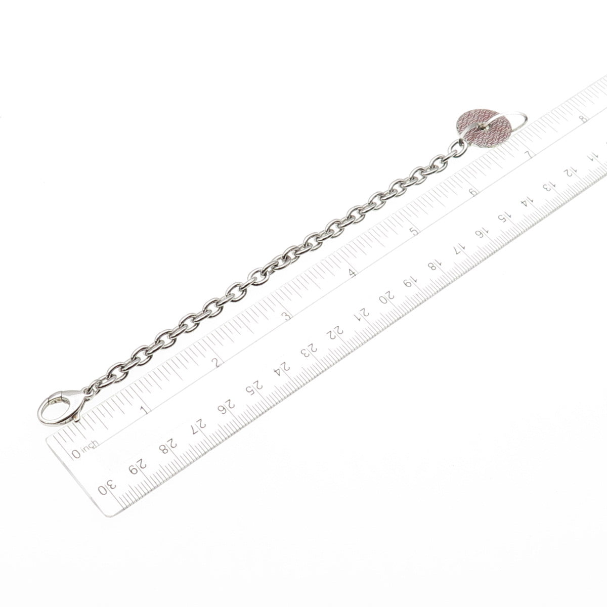 GUESS 925 Sterling Silver Enamel Logo Disc Cable Link Bracelet 7"