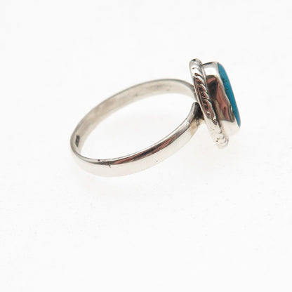 925 Sterling Silver Vintage Real Bisbee Turquoise Oxidized Ring Size 6.25