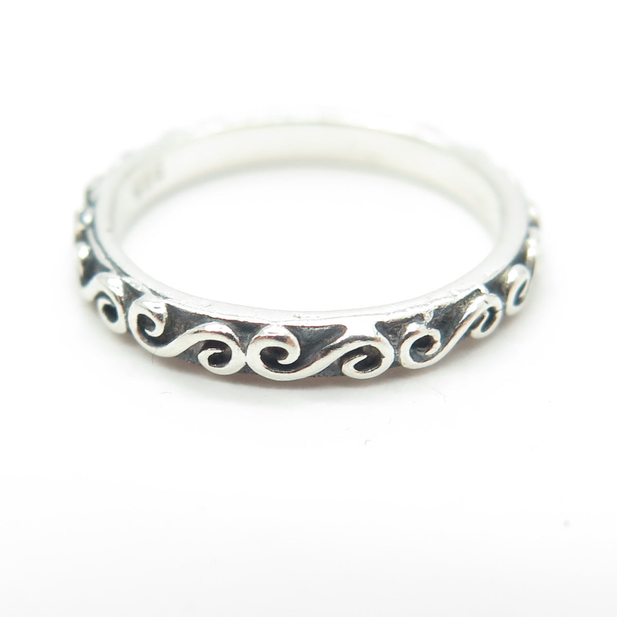 925 Sterling Silver Vintage Swirl Stackable Band Ring Size 5.5