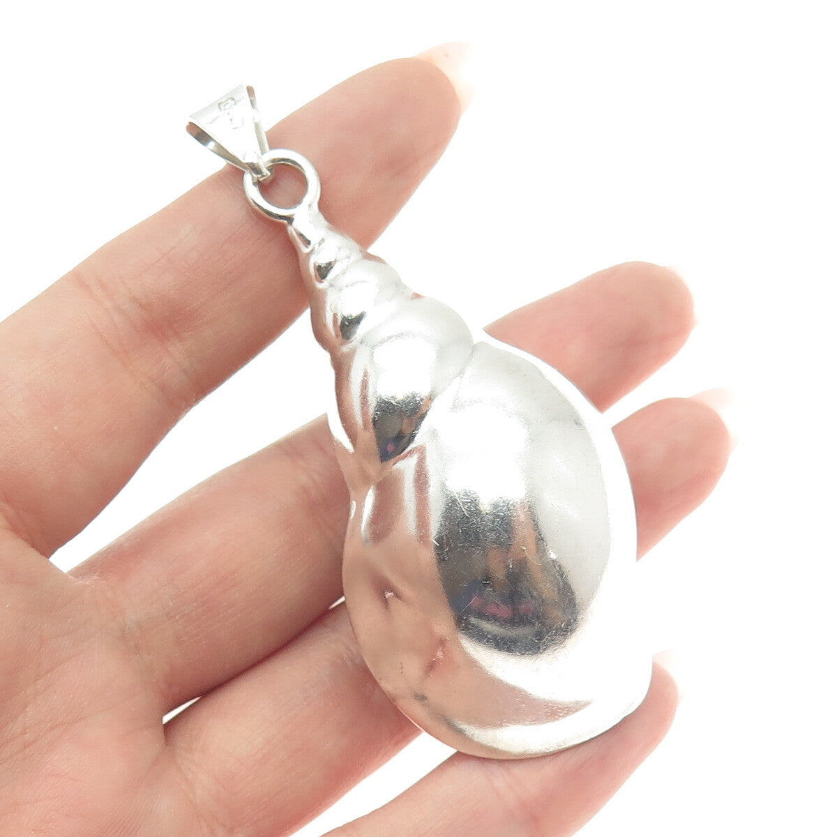 925 Sterling Silver Vintage Mexico Seashell Large Pendant