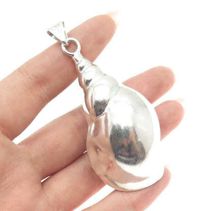 925 Sterling Silver Vintage Mexico Seashell Large Pendant
