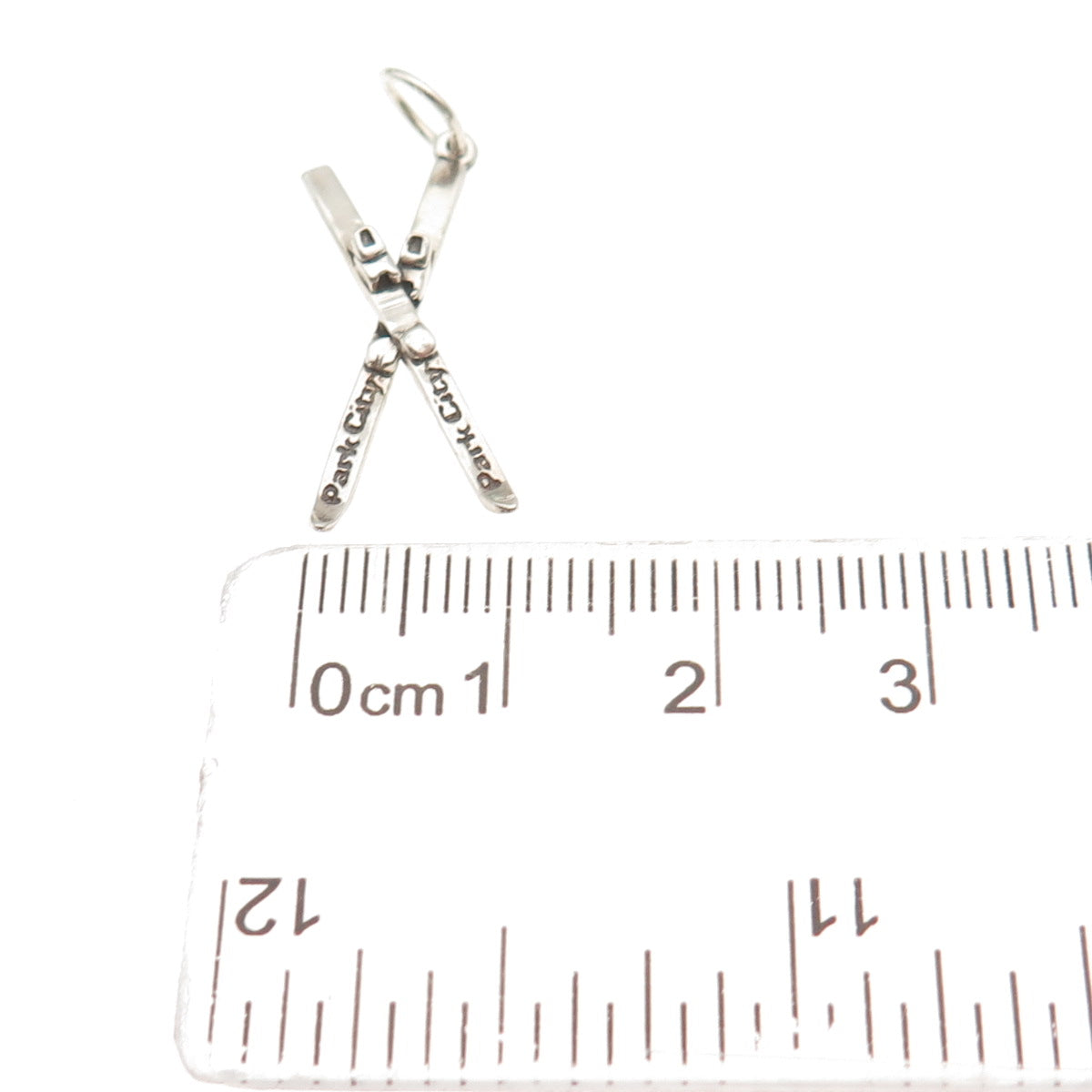 Park City Jewelers 925 Sterling Vintage Crossed Snow Skis Oxidized Mini Pendant