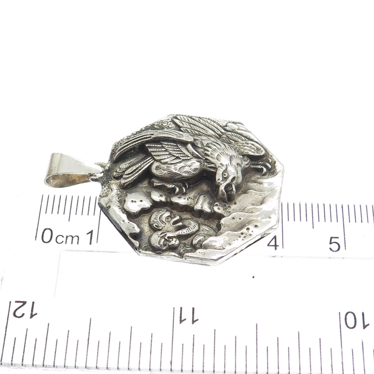 925 Sterling Silver Antique Chinese Export Monkey & Eagle Storyteller Pendant