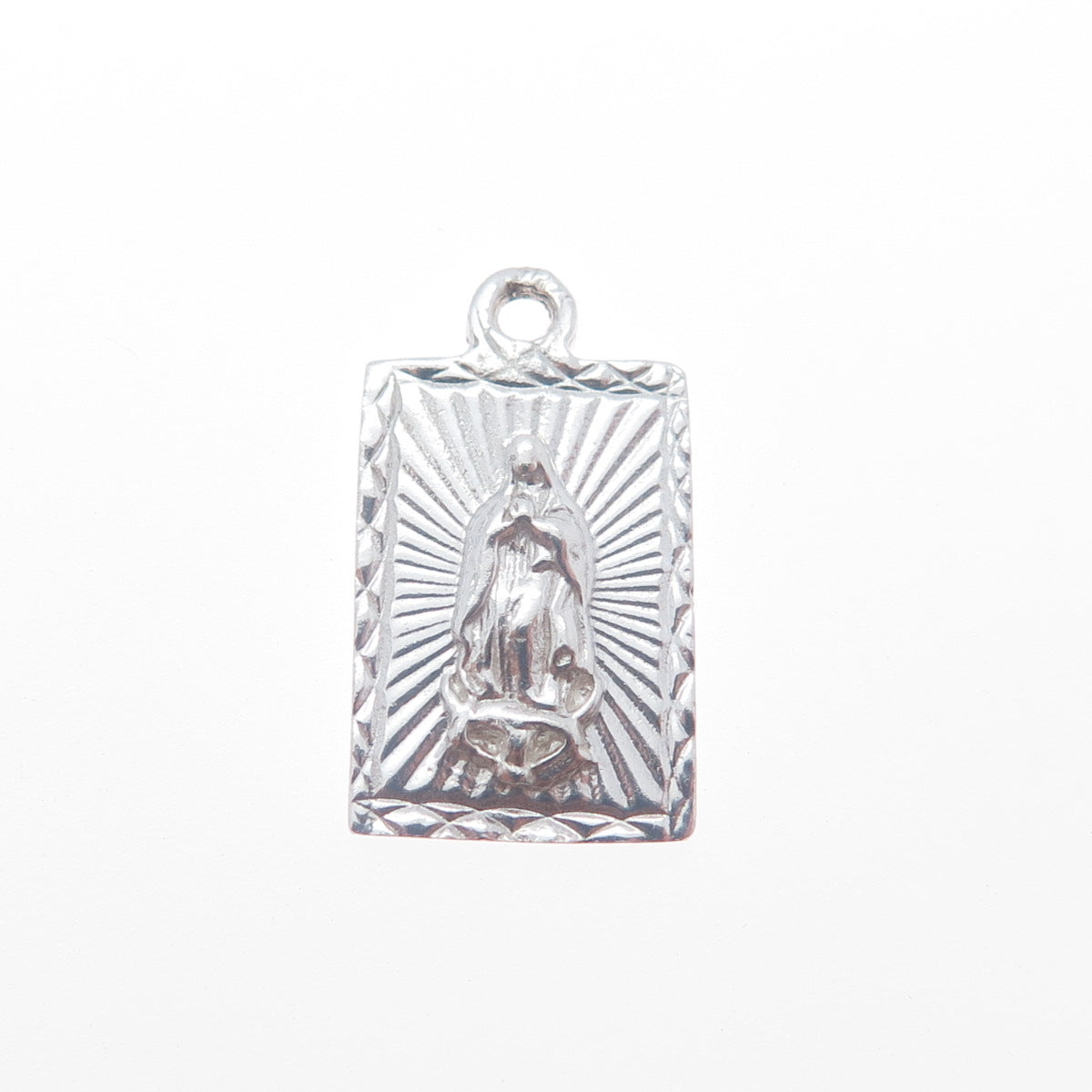 925 Sterling Silver Vintage St. Mary Miraculous Religious Minimalist Pendant