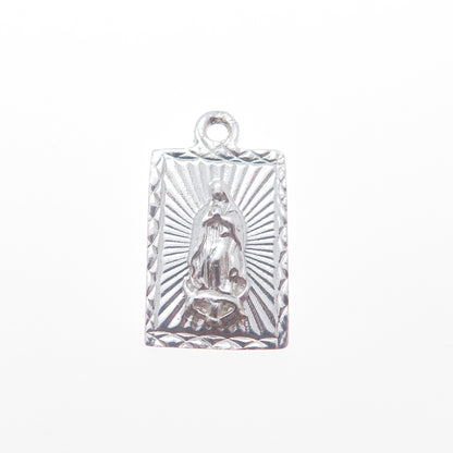 925 Sterling Silver Vintage St. Mary Miraculous Religious Minimalist Pendant