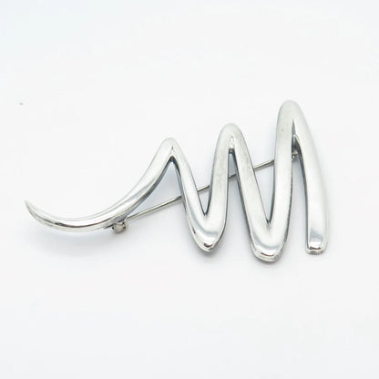 925 Sterling Silver Vintage Zigzag Pin Brooch