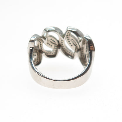 925 Sterling Silver Round-Cut C Z Interlocked Link Ring Size 9.25
