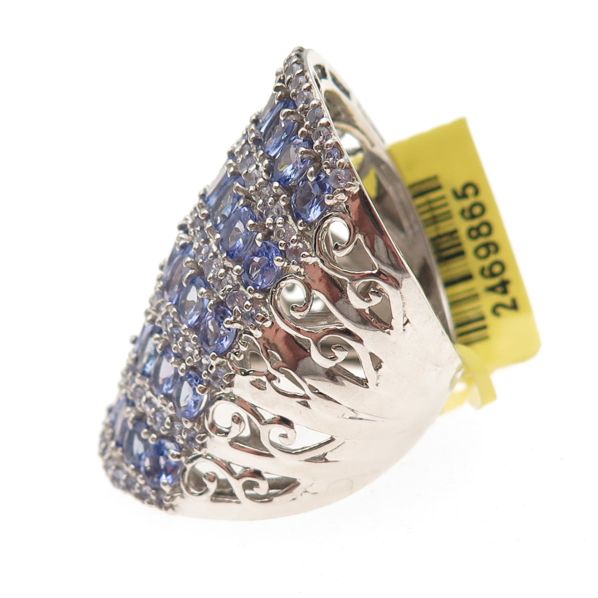 Chuck Clemency Sterling Silver Real Tanzanite & Iolite Cluster Ring Size 8.25