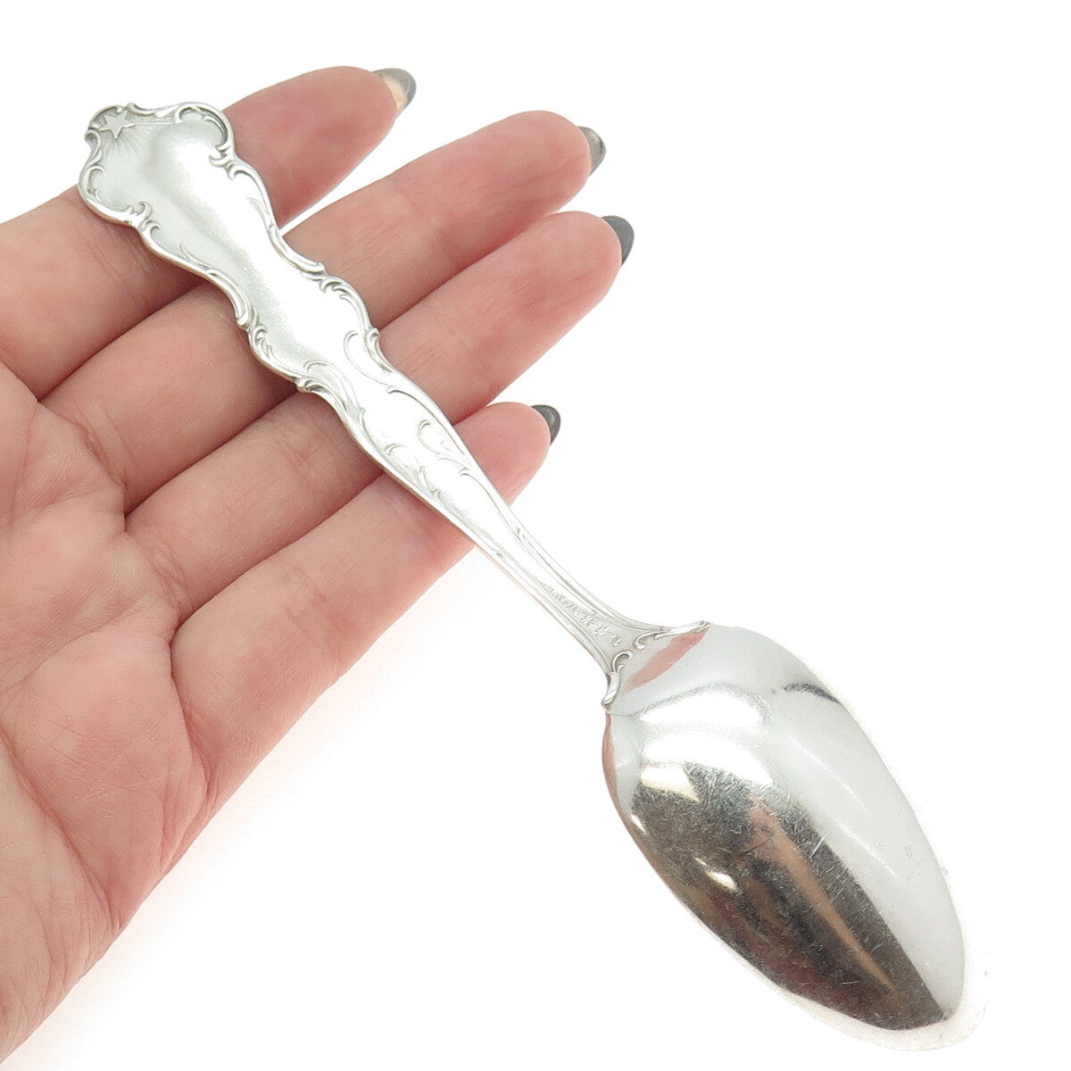 WALLACE 925 Sterling Silver Antique Art Deco January Aquarius Dessert Spoon