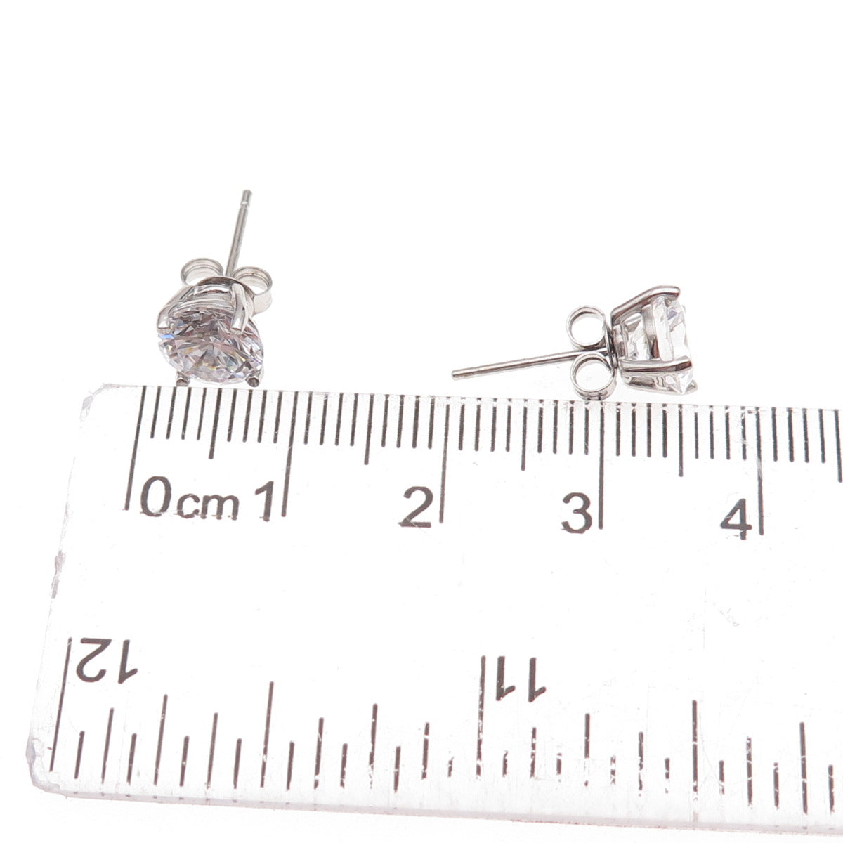 925 Sterling Silver Round-Cut C Z Stud Earrings