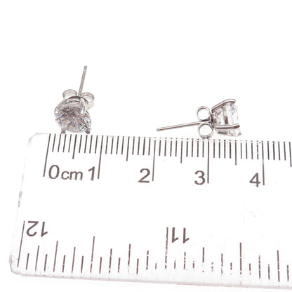 925 Sterling Silver Round-Cut C Z Stud Earrings