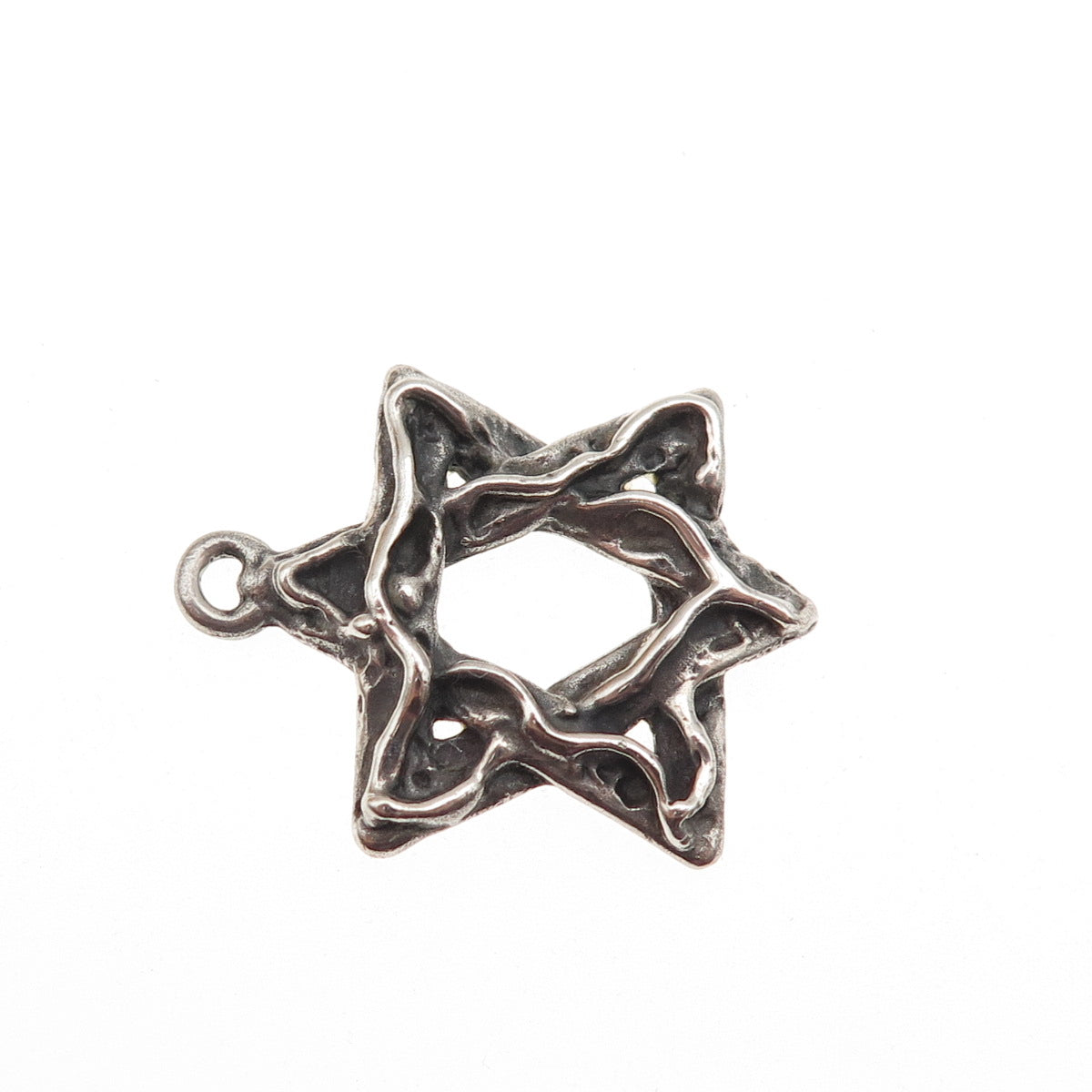 KIM 925 Sterling Silver Vintage Star of David Oxidized Charm Pendant