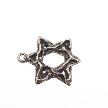 KIM 925 Sterling Silver Vintage Star of David Oxidized Charm Pendant