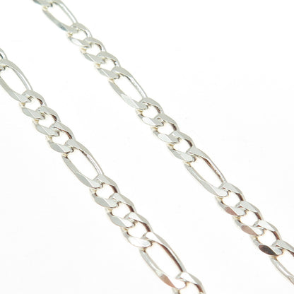 925 Sterling Silver Italy Figaro Chain Necklace 20"